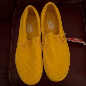 Vans Kids Yellow Checkered Slip-On Sneakers